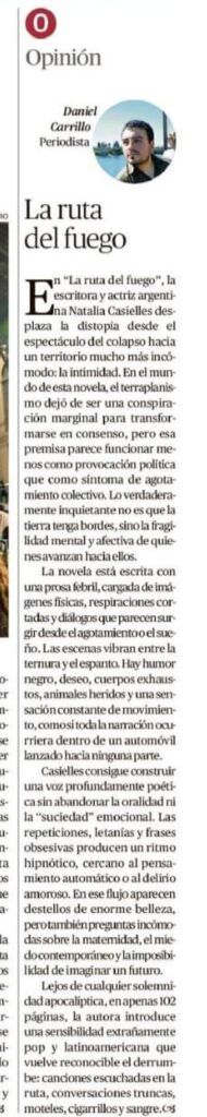 Reseña La ruta del fuego en Diario Austral